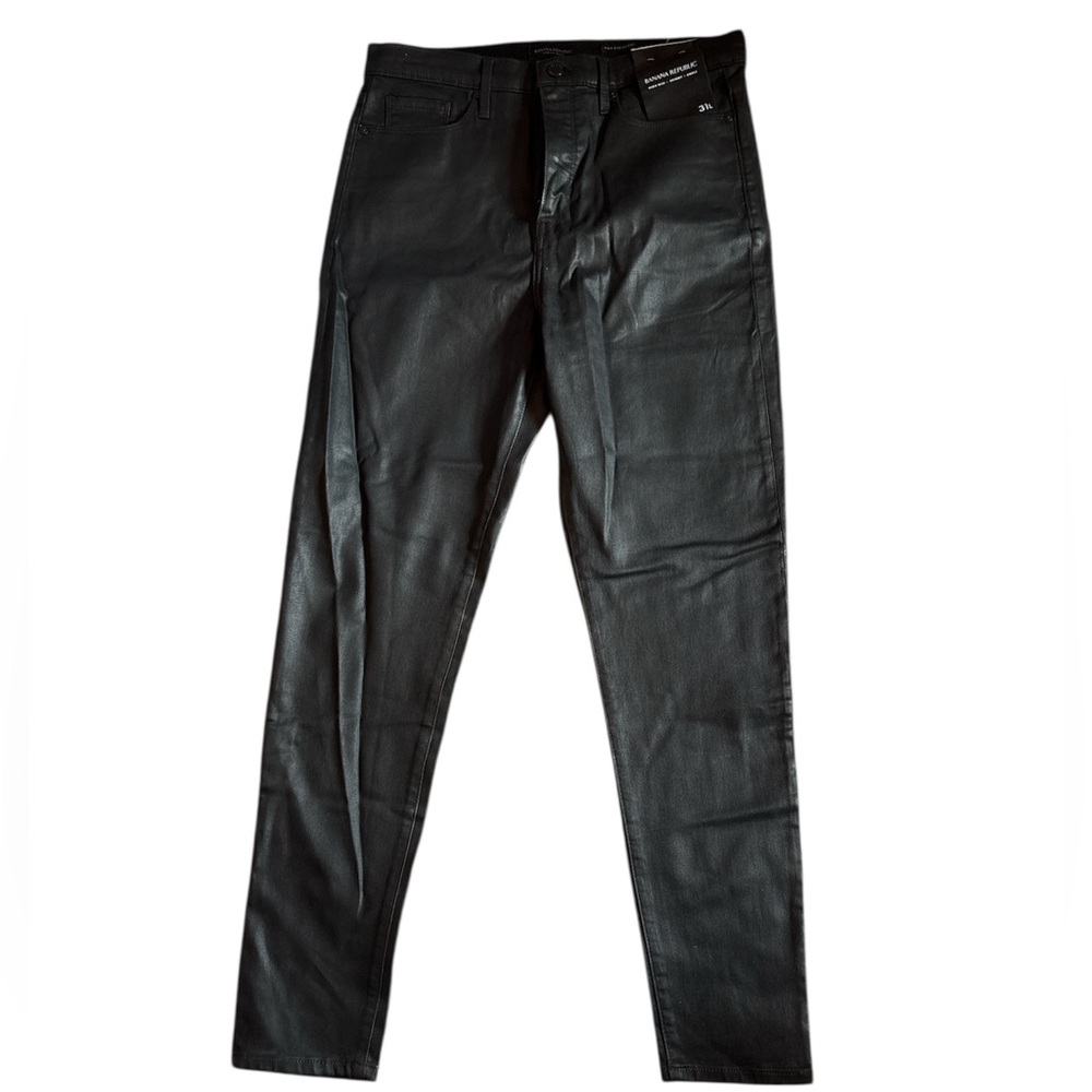 Banana Republic Black Shiny Coated High Rise Jeans 31L